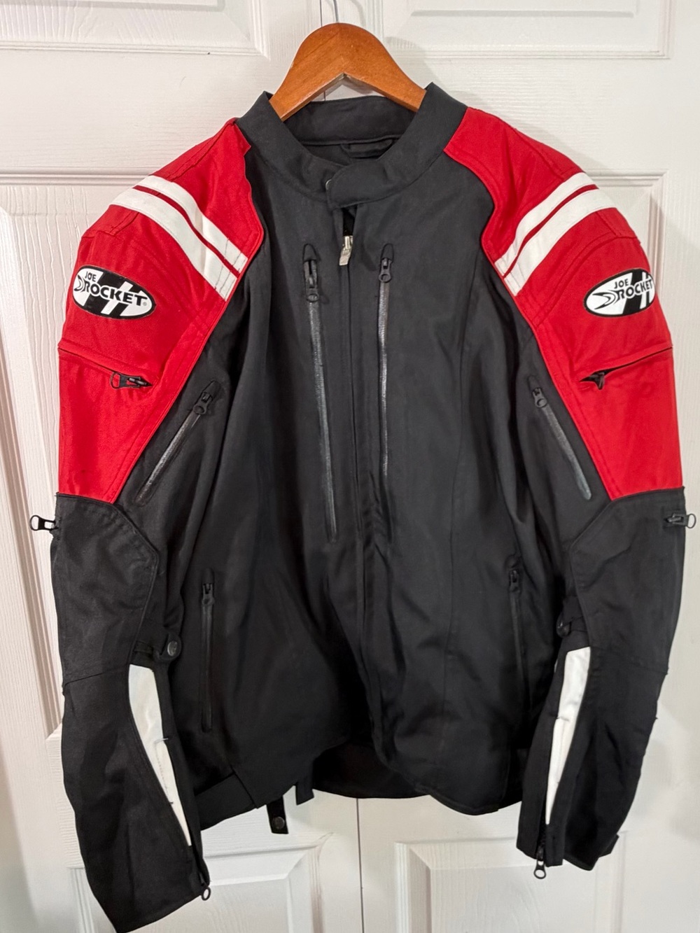 Joe Rocket Atomic 4.0 Motorcycle Jacket Black Red Mens L Armored Coat